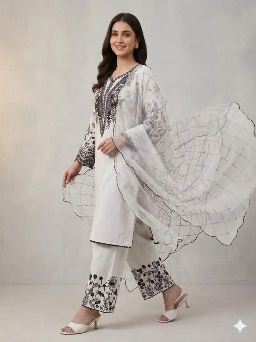 LG 2101 White Color Mal Cotton Embroidery Work Salwar Suit . Wedding, Party, Festive, Events, Get it for ₹2099. Delivery 4-6 Working Days. Shop now. | Jump Suits, Straight Suits, Casual Suits, Creative suits, Designer Suits, Palazzo Suits, Party Wear Suits, Patiala Suits, Salwar suit