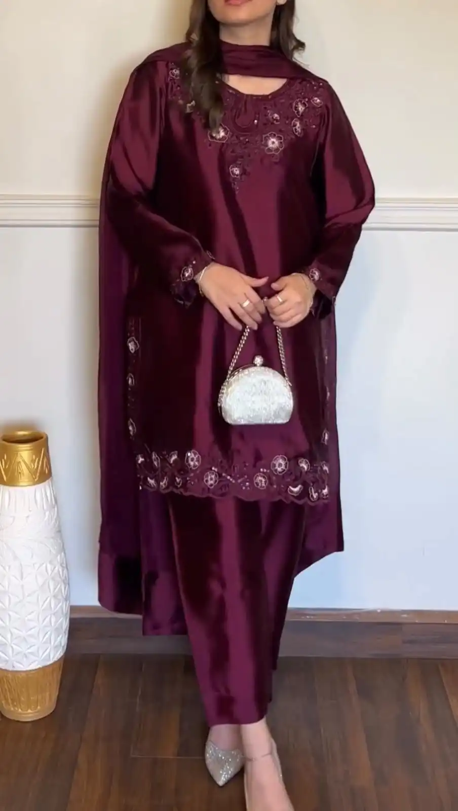 KD 1623 Wine American Silk Salwar Suit Perfect for Wedding, Party, Onam, Family Gatherings, Baisakhi – . Affordable Price ₹1999. Delivery 4-6 Working Days | Jump Suits, Straight Suits, Casual Suits, Creative suits, Designer Suits, Palazzo Suits, Party Wear Suits, Patiala Suits, Salwar suit