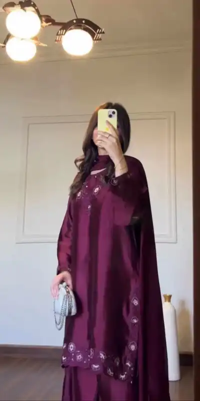 KD 1623 Wine American Silk Salwar Suit Perfect for Wedding, Party, Onam, Family Gatherings, Baisakhi – . Affordable Price ₹1999. Delivery 4-6 Working Days | Jump Suits, Straight Suits, Casual Suits, Creative suits, Designer Suits, Palazzo Suits, Party Wear Suits, Patiala Suits, Salwar suit