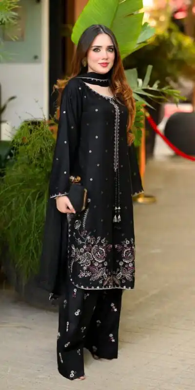 SSR 543 Black Satin Glass Salwar Suit with Embroidery Work & Thread Embroidery. Best Price ₹2149. Delivery 4-6 Working Days. Shop now. | Jump Suits, Straight Suits, Casual Suits, Creative suits, Designer Suits, Palazzo Suits, Party Wear Suits, Patiala Suits, Salwar suit