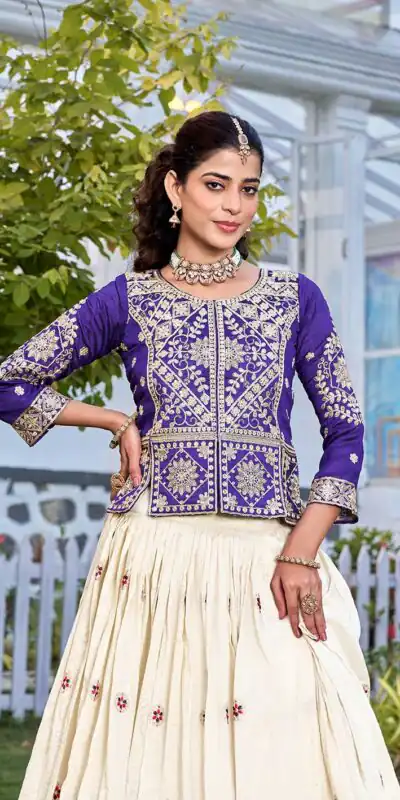 Ram 173 Navy Blue in Color Vichitra Silk Embroidery Work Lehenga Choli . Now at just ₹2549. Delivery 4-6 Working Days. Shop now. | Bollywood Lehenga, Creative Lehenga, Designer Lehenga, Embroidered Lehenga, Lehenga, Party Wear Lehenga