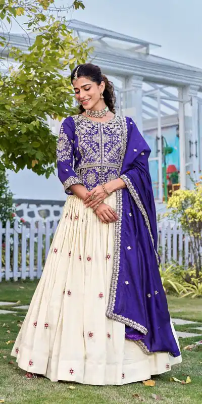 Ram 173 Navy Blue in Color Vichitra Silk Embroidery Work Lehenga Choli . Now at just ₹2549. Delivery 4-6 Working Days. Shop now. | Bollywood Lehenga, Creative Lehenga, Designer Lehenga, Embroidered Lehenga, Lehenga, Party Wear Lehenga
