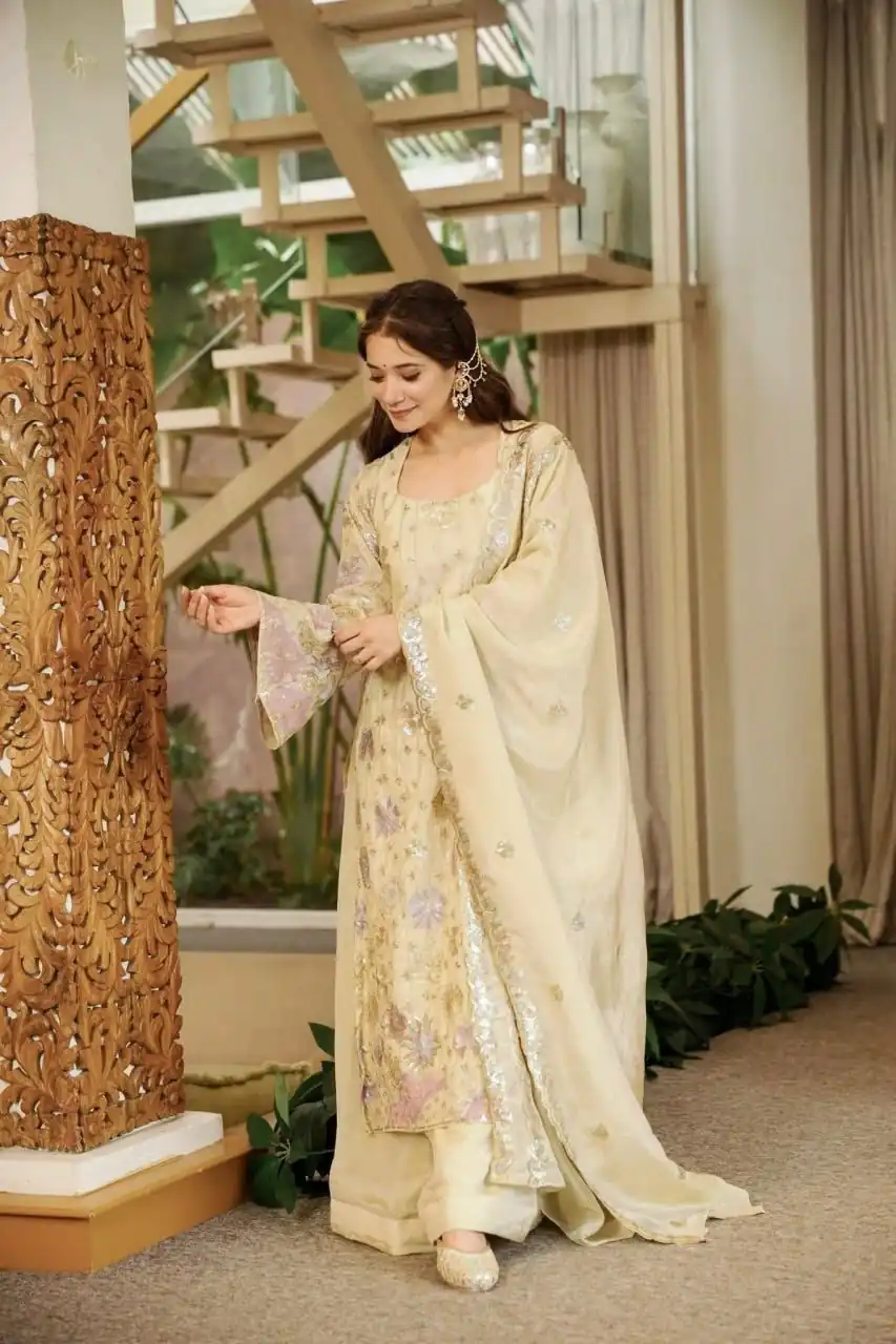 RTC 6030 Cream Vichitra Silk Salwar Suit with Embroidery Work. Wedding, Party, Festive, Events, Grab it for ₹2649. Delivery 4-6 Working Days. Shop now. | Jump Suits, Straight Suits, Casual Suits, Creative suits, Designer Suits, Palazzo Suits, Party Wear Suits, Patiala Suits, Salwar suit
