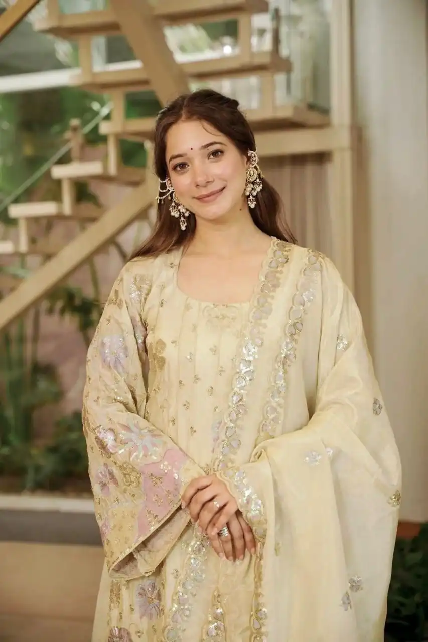 RTC 6030 Cream Vichitra Silk Salwar Suit with Embroidery Work. Wedding, Party, Festive, Events, Grab it for ₹2649. Delivery 4-6 Working Days. Shop now. | Jump Suits, Straight Suits, Casual Suits, Creative suits, Designer Suits, Palazzo Suits, Party Wear Suits, Patiala Suits, Salwar suit