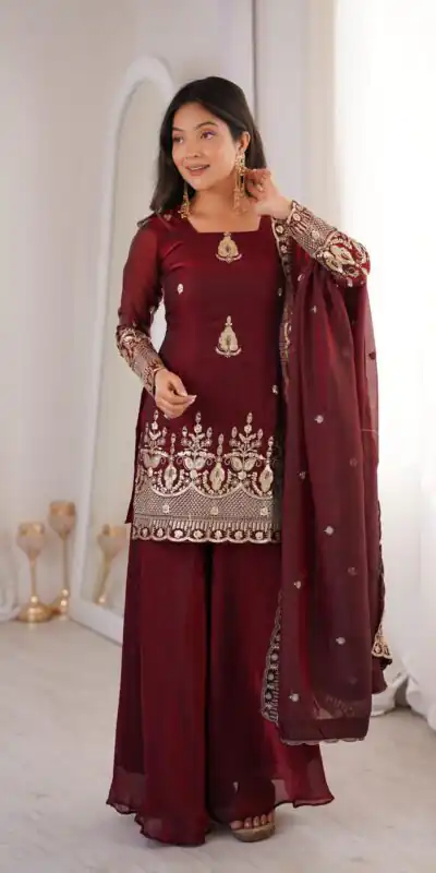 ZSR 3168 Maroon Color Fendy Silk With Embroidery Work Salwar Suit. Get it for ₹2149. Delivery 4-6 Working Days. Online Shop now. | Jump Suits, Straight Suits, Casual Suits, Creative suits, Designer Suits, Palazzo Suits, Party Wear Suits, Patiala Suits, Salwar suit