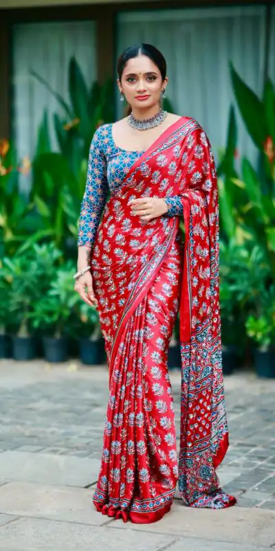 NC 5603 Red Color Satin Crap Saree with Mirror Work. Introductory Price ₹1799. Delivery Online 4-6 Working Days. Shop now. | Bollywood Sarees, Creative Sarees, Designer Sarees, Embroidered Sarees, Ethnic Saree, Modern Digital sarees, Party Wear Sarees, Sarees