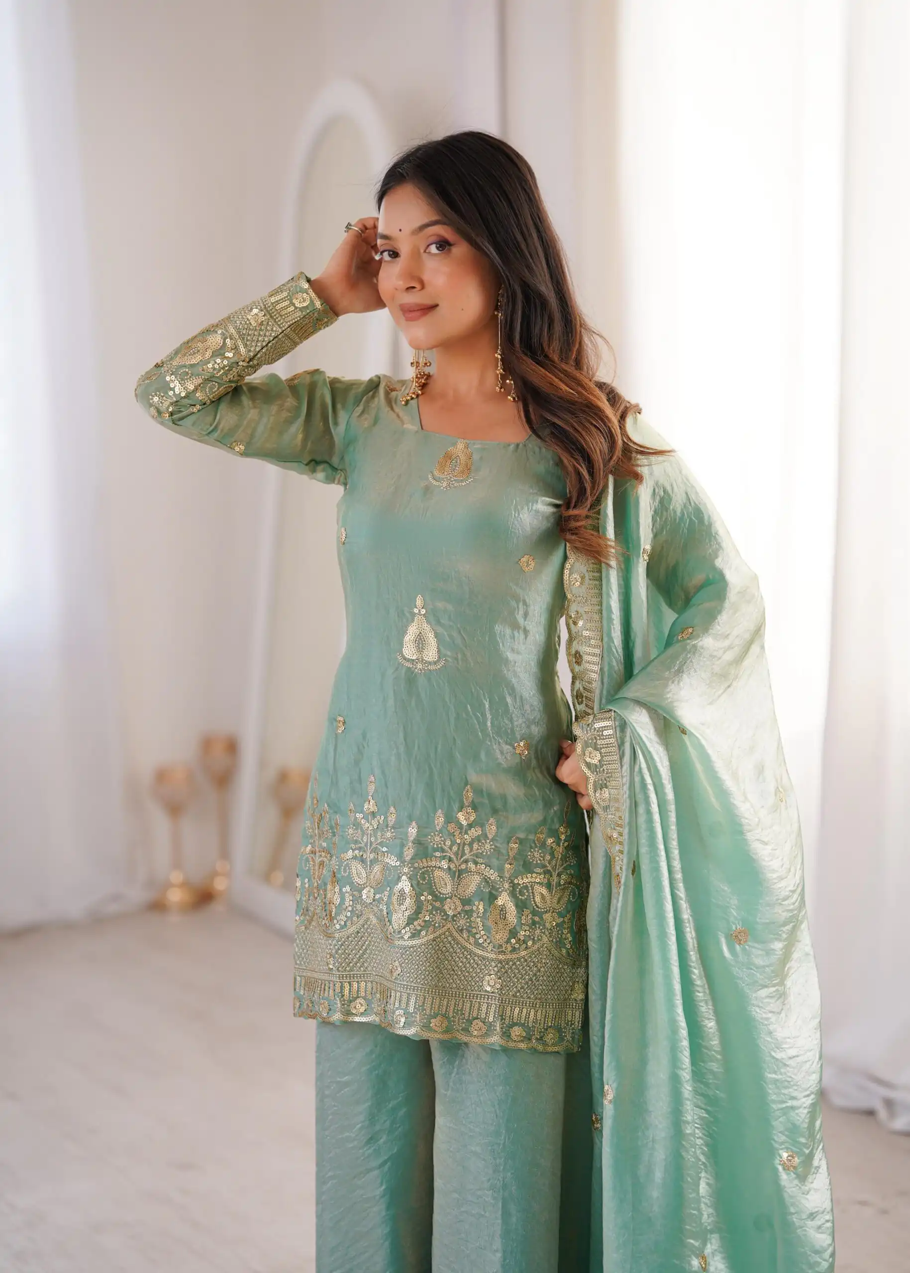 ZSR 3168 Sea Green Color Fendy Silk With Embroidery Work Salwar Suit. Get it for ₹2149. Delivery 4-6 Working Days. Online Shop now. | Jump Suits, Straight Suits, Casual Suits, Creative suits, Designer Suits, Palazzo Suits, Party Wear Suits, Patiala Suits, Salwar suit