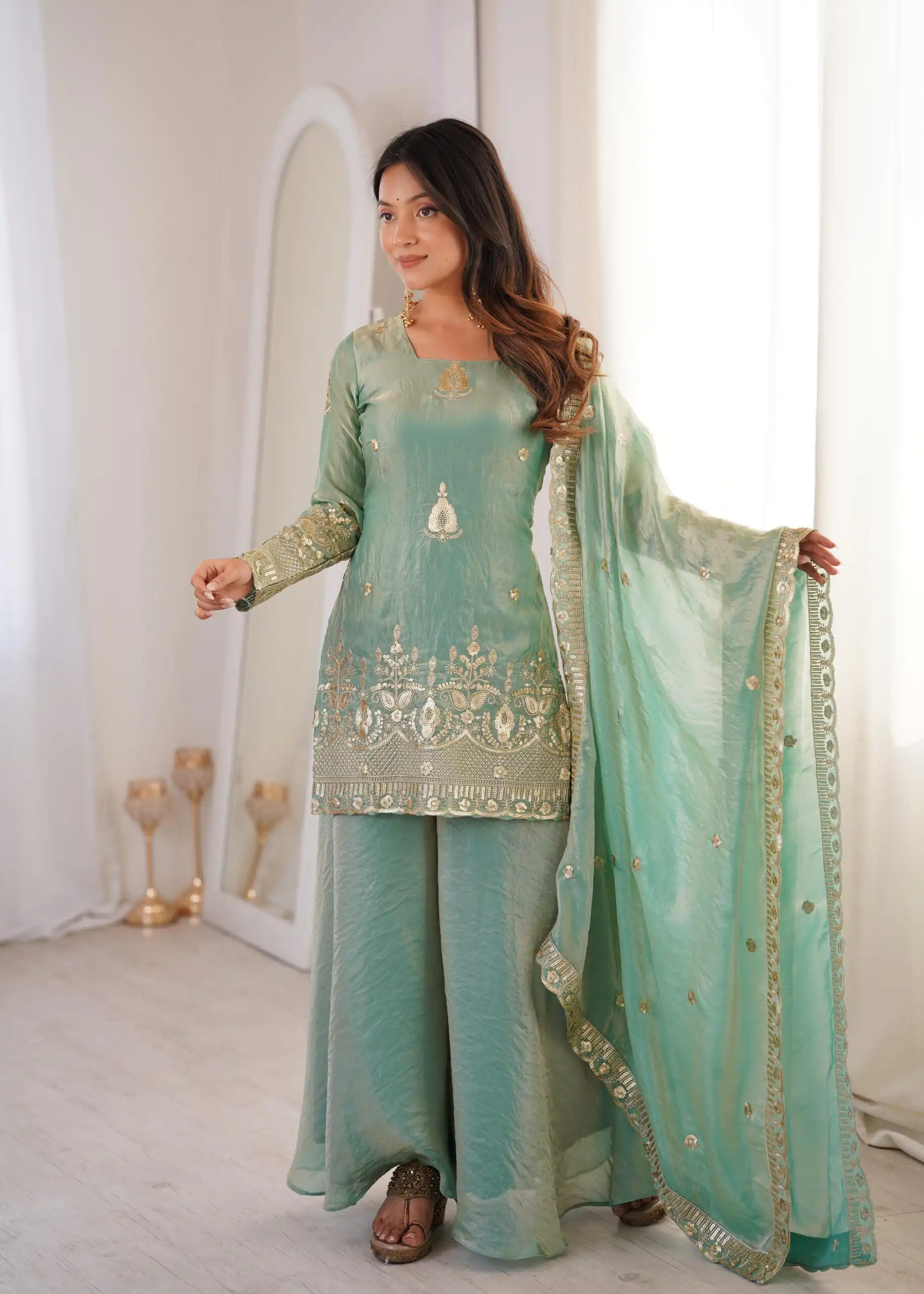 ZSR 3168 Sea Green Color Fendy Silk With Embroidery Work Salwar Suit. Get it for ₹2149. Delivery 4-6 Working Days. Online Shop now. | Jump Suits, Straight Suits, Casual Suits, Creative suits, Designer Suits, Palazzo Suits, Party Wear Suits, Patiala Suits, Salwar suit