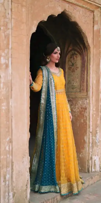 RTC 6033 Yellow Color Soft Net Gown with Gotta Patti Work & Lace Work. Now at just ₹2499. Delivery 4-6 Working Days. Shop now. | Bollywood Gowns, Creative Gowns, Designer Gowns, Embroidered Gowns, Gowns, Party Wear Gowns