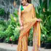 NC 5603 Yellow Color Satin Crap Saree with Mirror Work. Introductory Price ₹1799. Delivery Online 4-6 Working Days. Shop now. | Bollywood Sarees, Creative Sarees, Designer Sarees, Embroidered Sarees, Ethnic Saree, Modern Digital sarees, Party Wear Sarees, Sarees