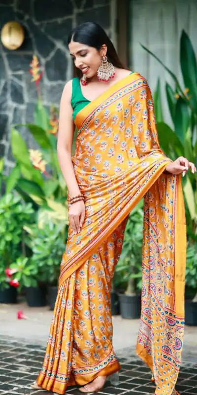 NC 5603 Yellow Color Satin Crap Saree with Mirror Work. Introductory Price ₹1799. Delivery Online 4-6 Working Days. Shop now. | Bollywood Sarees, Creative Sarees, Designer Sarees, Embroidered Sarees, Ethnic Saree, Modern Digital sarees, Party Wear Sarees, Sarees