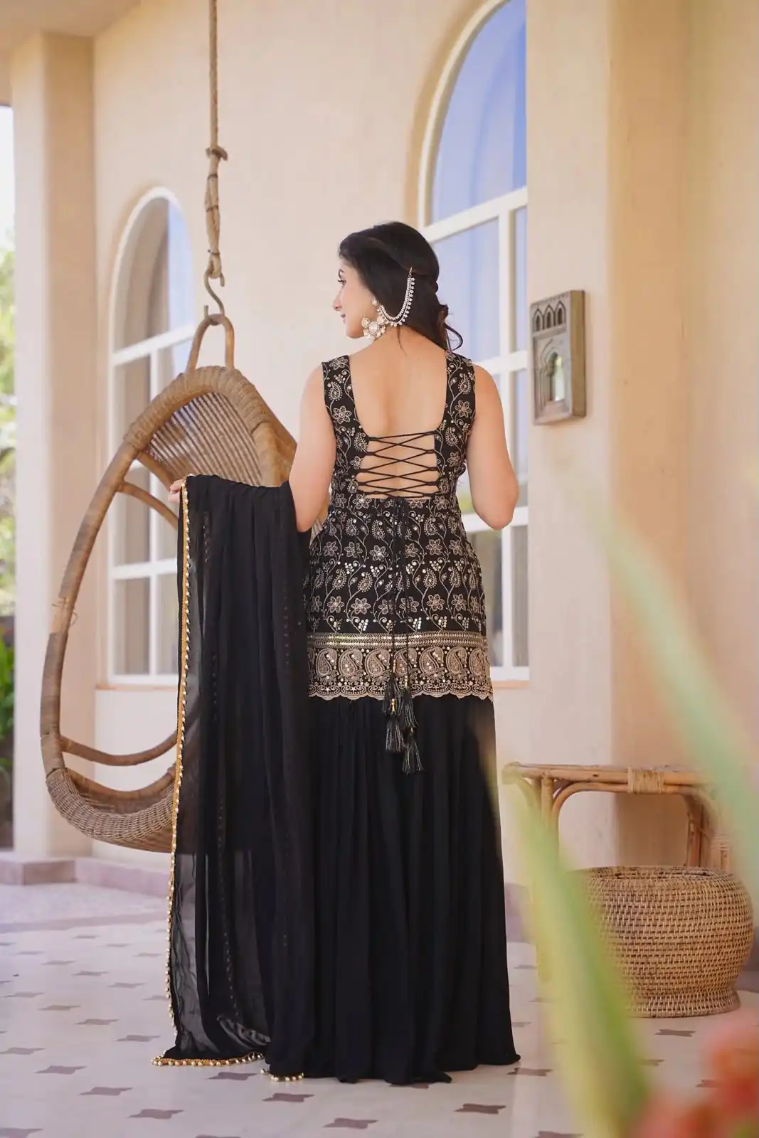 MD 3093 Black Blooming Faux Georgette Salwar Suit Perfect for Wedding, Party, Makar Sankranti, Baby Shower, Traditional Day – . Special Price ₹2149. Deliv | Jump Suits, Straight Suits, Casual Suits, Creative suits, Designer Suits, Palazzo Suits, Party Wear Suits, Patiala Suits, Salwar suit