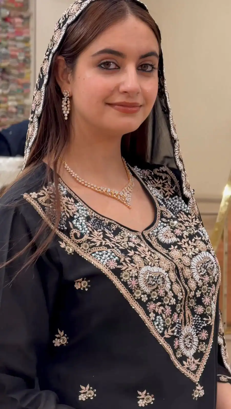 Stylist Black Faux Georgette Sequence Salwar Suit - Image 3