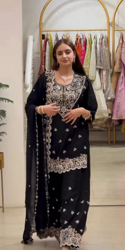 RTC 6031 Black Faux Georgette Salwar Suit Perfect for Wedding, Party, Family Gatherings, Sangeet, Housewarming – . Affordable Price ₹2049. Days | Jump Suits, Straight Suits, Casual Suits, Creative suits, Designer Suits, Palazzo Suits, Party Wear Suits, Patiala Suits, Salwar suit