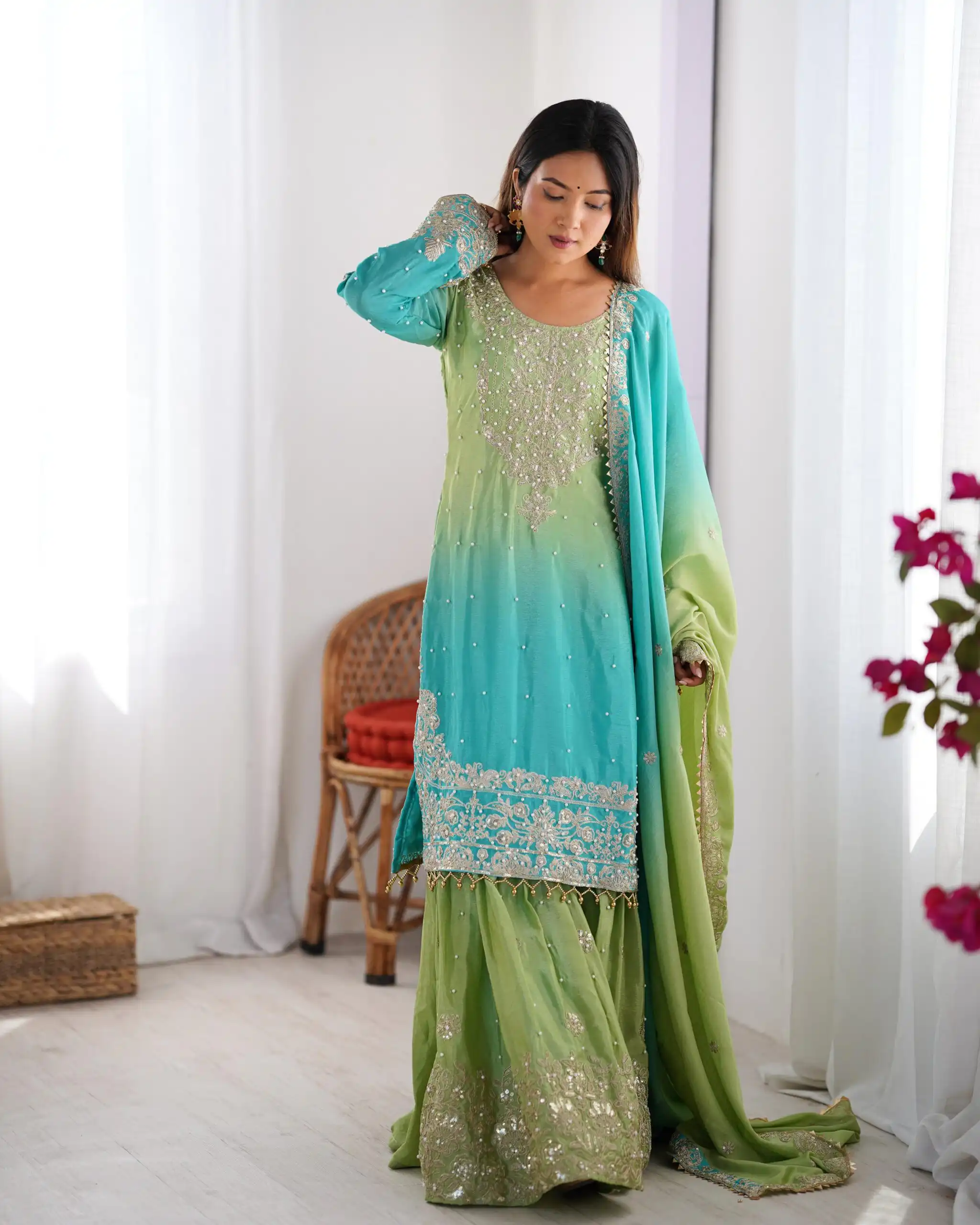 KD 1498 Green Color Chinon Silk Designer Work Salwar Suit in Get it for ₹2499. Delivery 4-6 Working Days. Online Shop now. | Jump Suits, Straight Suits, Casual Suits, Creative suits, Designer Suits, Palazzo Suits, Party Wear Suits, Patiala Suits, Salwar suit