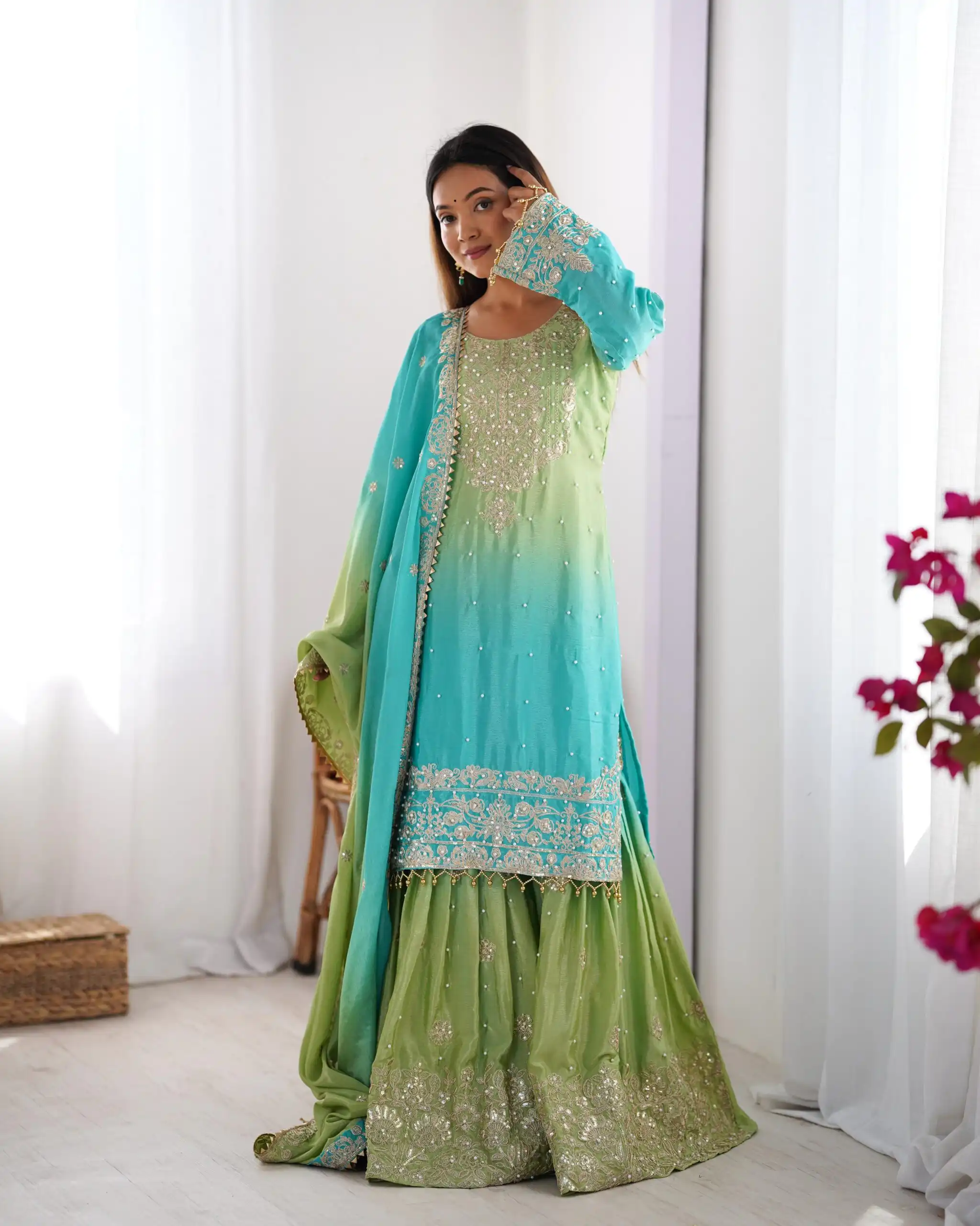 KD 1498 Green Color Chinon Silk Designer Work Salwar Suit in Get it for ₹2499. Delivery 4-6 Working Days. Online Shop now. | Jump Suits, Straight Suits, Casual Suits, Creative suits, Designer Suits, Palazzo Suits, Party Wear Suits, Patiala Suits, Salwar suit