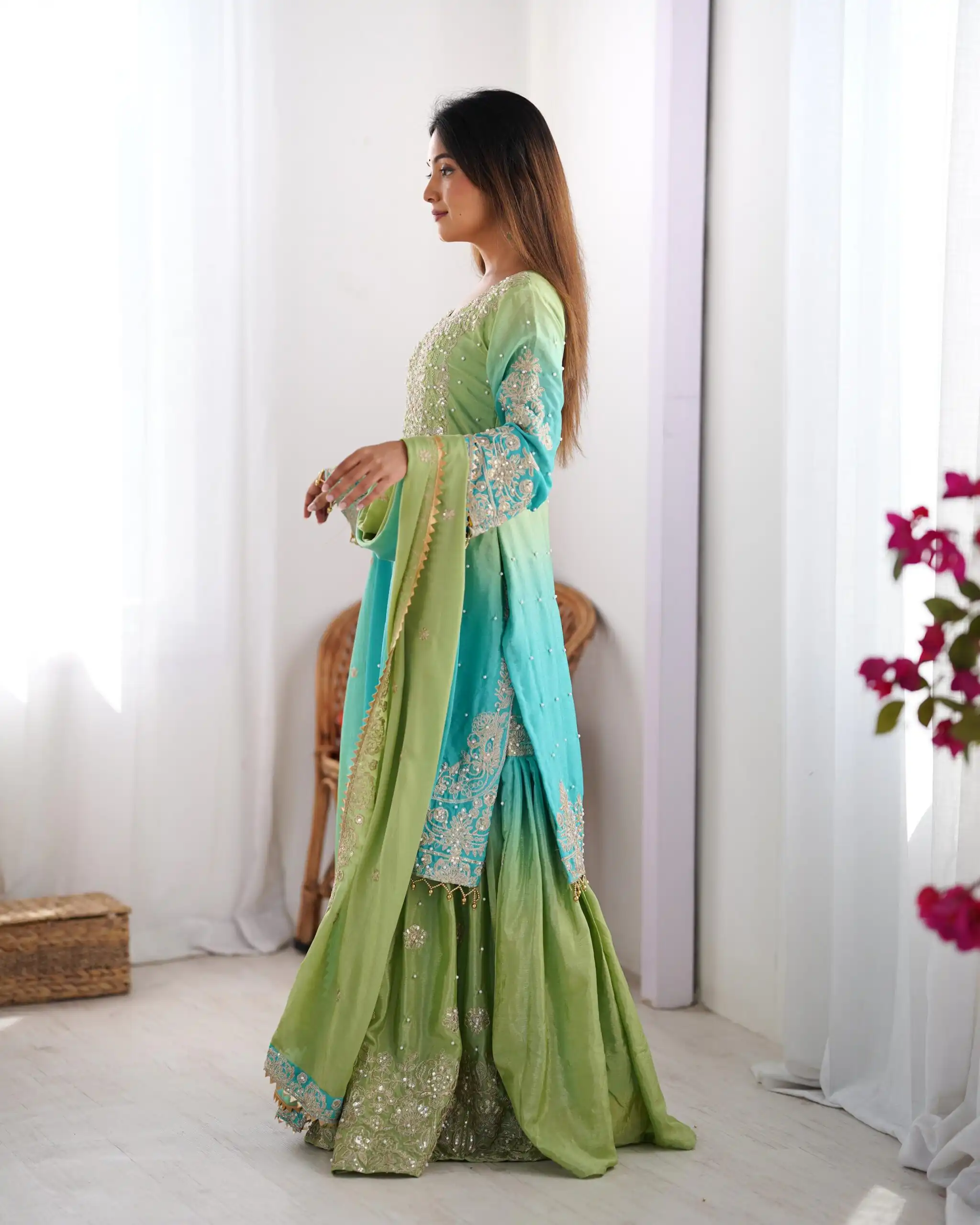 KD 1498 Green Color Chinon Silk Designer Work Salwar Suit in Get it for ₹2499. Delivery 4-6 Working Days. Online Shop now. | Jump Suits, Straight Suits, Casual Suits, Creative suits, Designer Suits, Palazzo Suits, Party Wear Suits, Patiala Suits, Salwar suit