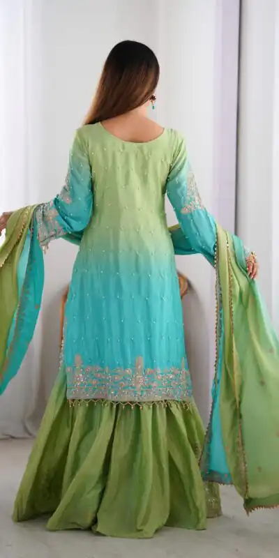 KD 1498 Green Color Chinon Silk Designer Work Salwar Suit in Get it for ₹2499. Delivery 4-6 Working Days. Online Shop now. | Jump Suits, Straight Suits, Casual Suits, Creative suits, Designer Suits, Palazzo Suits, Party Wear Suits, Patiala Suits, Salwar suit