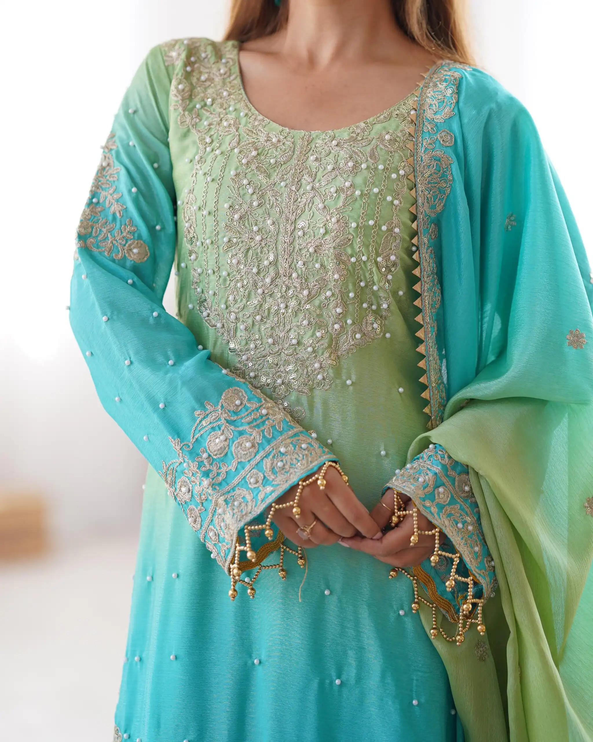KD 1498 Green Color Chinon Silk Designer Work Salwar Suit in Get it for ₹2499. Delivery 4-6 Working Days. Online Shop now. | Jump Suits, Straight Suits, Casual Suits, Creative suits, Designer Suits, Palazzo Suits, Party Wear Suits, Patiala Suits, Salwar suit