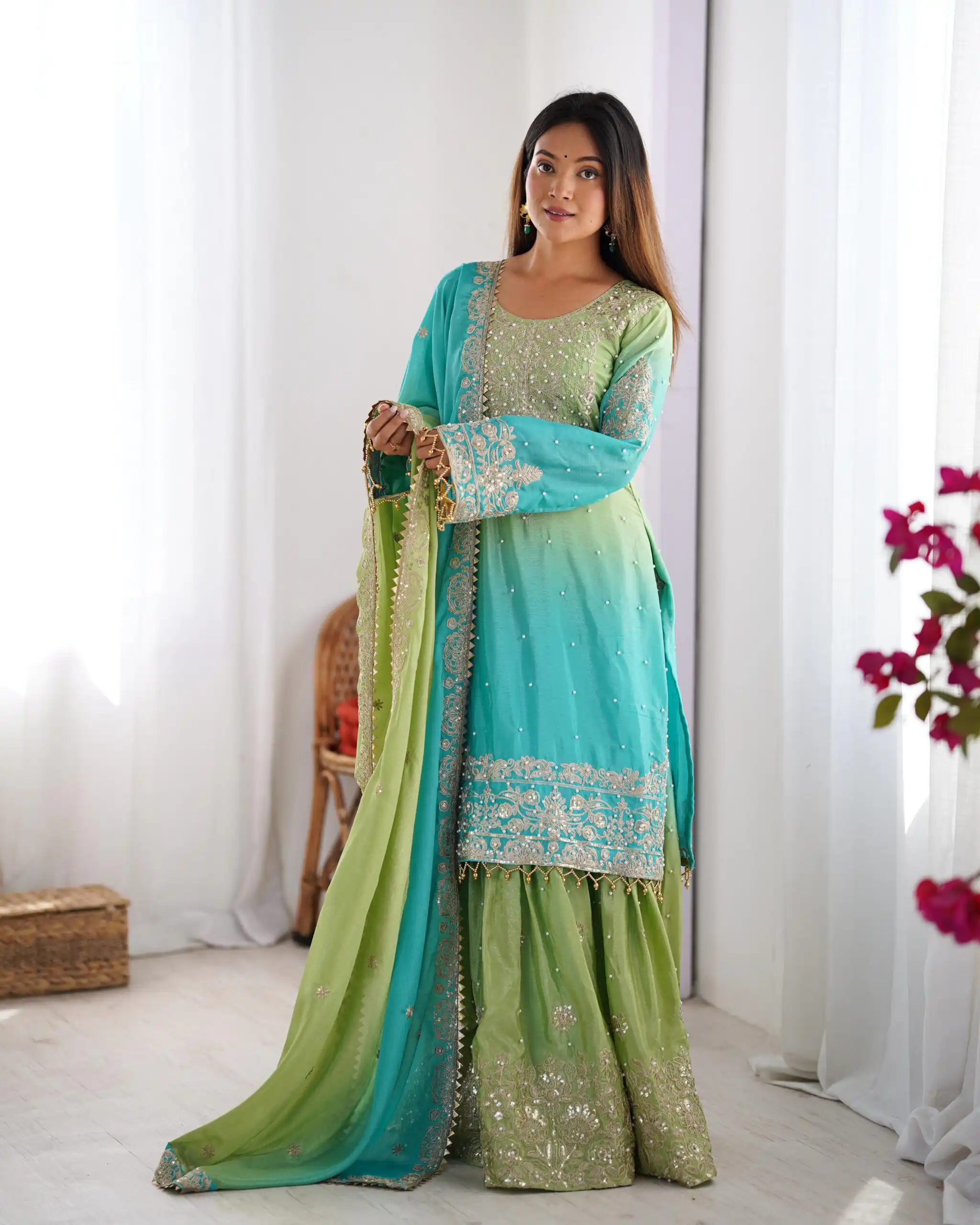 KD 1498 Green Color Chinon Silk Designer Work Salwar Suit in Get it for ₹2499. Delivery 4-6 Working Days. Online Shop now. | Jump Suits, Straight Suits, Casual Suits, Creative suits, Designer Suits, Palazzo Suits, Party Wear Suits, Patiala Suits, Salwar suit