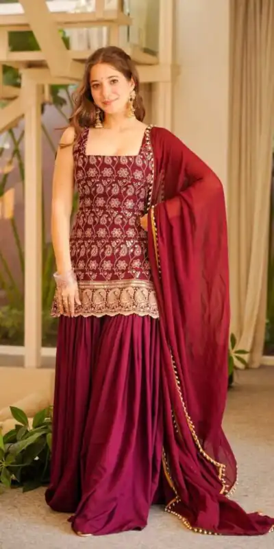 MD 3093 Red Blooming Faux Georgette Salwar Suit Perfect for Wedding, Party, Makar Sankranti, Baby Shower, Traditional Day – . Special Price ₹2149. Deliv | Jump Suits, Straight Suits, Casual Suits, Creative suits, Designer Suits, Palazzo Suits, Party Wear Suits, Patiala Suits, Salwar suit