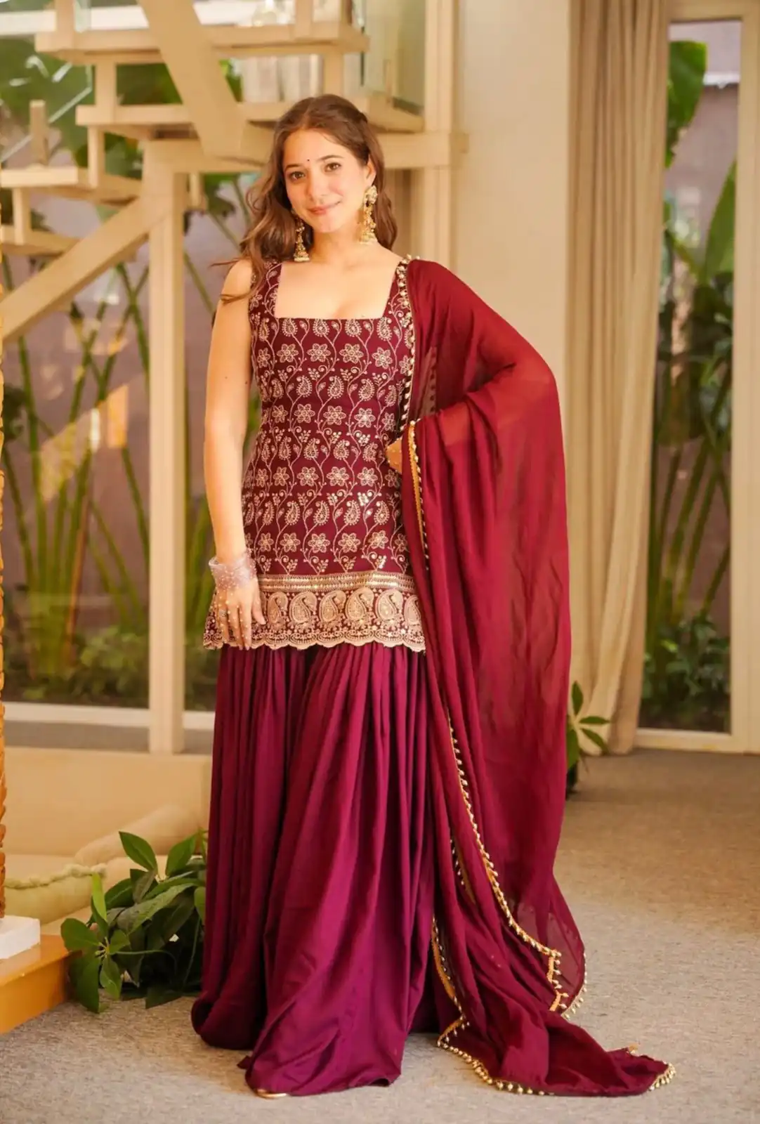 MD 3093 Red Blooming Faux Georgette Salwar Suit Perfect for Wedding, Party, Makar Sankranti, Baby Shower, Traditional Day – . Special Price ₹2149. Deliv | Jump Suits, Straight Suits, Casual Suits, Creative suits, Designer Suits, Palazzo Suits, Party Wear Suits, Patiala Suits, Salwar suit