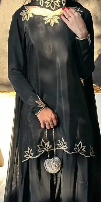 NF 1270 Black Natural Crep Salwar Suit Brown with Embroidery Work. Exclusive Offer ₹1899. Delivery 4-6 Working Days. Shop now. | Jump Suits, Straight Suits, Casual Suits, Creative suits, Designer Suits, Palazzo Suits, Party Wear Suits, Patiala Suits, Salwar suit