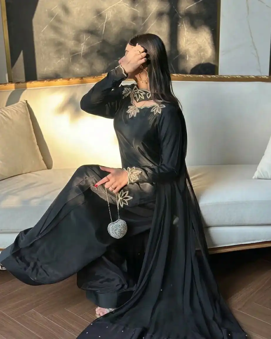 NF 1270 Black Natural Crep Salwar Suit Brown with Embroidery Work. Exclusive Offer ₹1899. Delivery 4-6 Working Days. Shop now. | Jump Suits, Straight Suits, Casual Suits, Creative suits, Designer Suits, Palazzo Suits, Party Wear Suits, Patiala Suits, Salwar suit