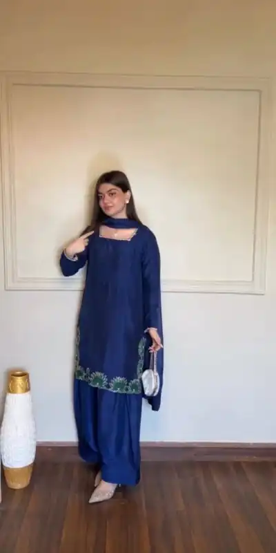KD 1620 Blue American Silk Salwar Suit Perfect for Wedding, Party, Onam, Family Gatherings, Baisakhi – . Affordable Price ₹1849. Delivery 4-6 Working Days | Jump Suits, Straight Suits, Casual Suits, Creative suits, Designer Suits, Palazzo Suits, Party Wear Suits, Patiala Suits, Salwar suit