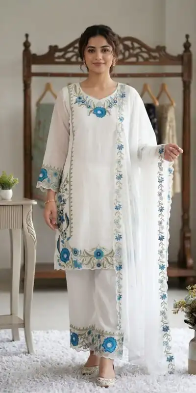 LG 2105 Blue Fox Georgette Salwar Suit With Embroidery Work. Affordable Price ₹2049. Delivery 4-6 Working Days. Shop now. | Jump Suits, Straight Suits, Casual Suits, Creative suits, Designer Suits, Palazzo Suits, Party Wear Suits, Patiala Suits, Salwar suit