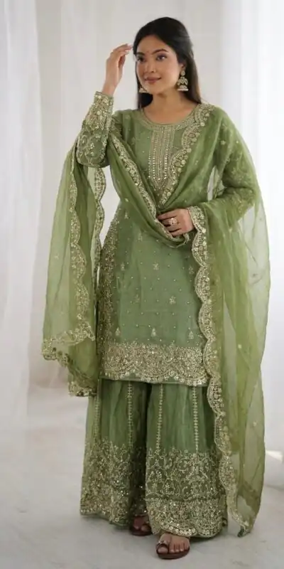 ZSR 3167 Green Fendy Silk Salwar Suitwith Embroidery Work & Lace Work. Now at just ₹2149. Delivery 4-6 Working Days. Shop now. | Jump Suits, Straight Suits, Casual Suits, Creative suits, Designer Suits, Palazzo Suits, Party Wear Suits, Patiala Suits, Salwar suit