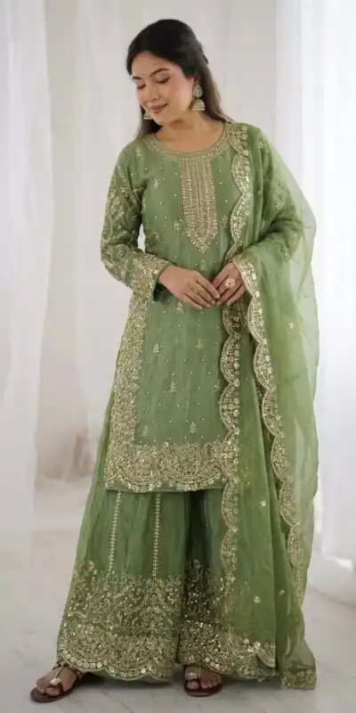 ZSR 3167 Green Fendy Silk Salwar Suitwith Embroidery Work & Lace Work. Now at just ₹2149. Delivery 4-6 Working Days. Shop now. | Jump Suits, Straight Suits, Casual Suits, Creative suits, Designer Suits, Palazzo Suits, Party Wear Suits, Patiala Suits, Salwar suit