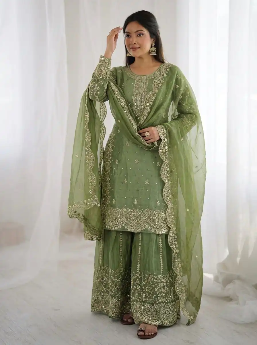 ZSR 3167 Green Fendy Silk Salwar Suitwith Embroidery Work & Lace Work. Now at just ₹2149. Delivery 4-6 Working Days. Shop now. | Jump Suits, Straight Suits, Casual Suits, Creative suits, Designer Suits, Palazzo Suits, Party Wear Suits, Patiala Suits, Salwar suit