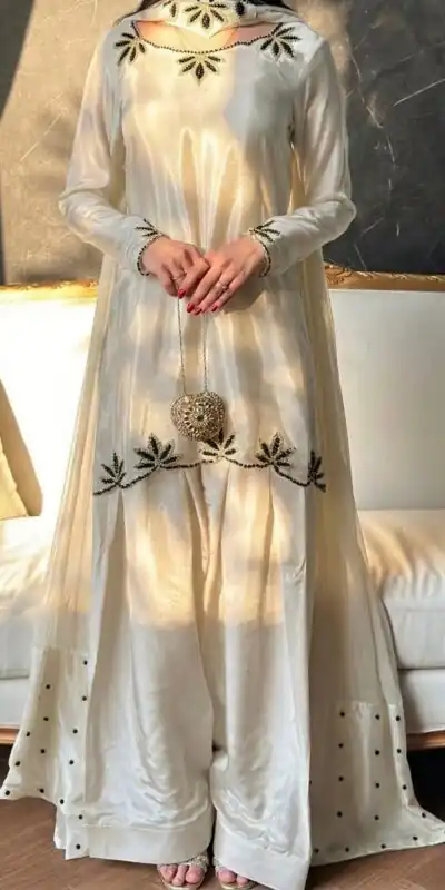 NF 1270 Off White Natural Crep Salwar Suit Brown with Embroidery Work. Exclusive Offer ₹1899. Delivery 4-6 Working Days. Shop now. | Jump Suits, Straight Suits, Casual Suits, Creative suits, Designer Suits, Palazzo Suits, Party Wear Suits, Patiala Suits, Salwar suit
