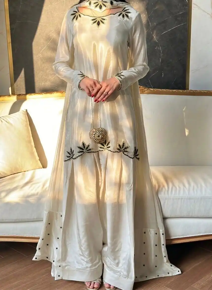 NF 1270 Off White Natural Crep Salwar Suit Brown with Embroidery Work. Exclusive Offer ₹1899. Delivery 4-6 Working Days. Shop now. | Jump Suits, Straight Suits, Casual Suits, Creative suits, Designer Suits, Palazzo Suits, Party Wear Suits, Patiala Suits, Salwar suit