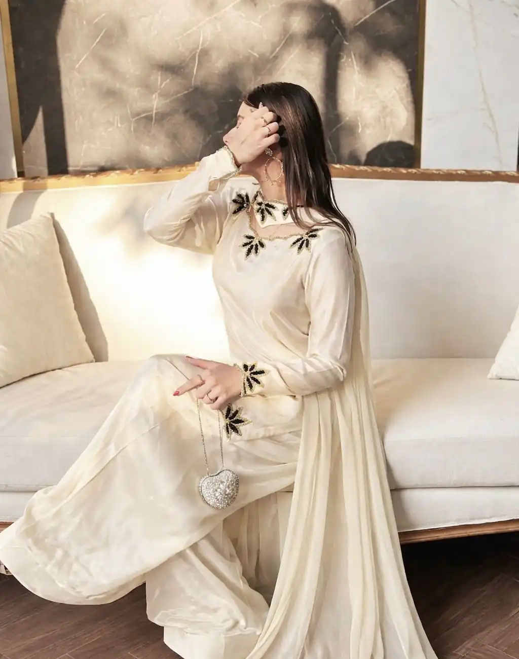 NF 1270 Off White Natural Crep Salwar Suit Brown with Embroidery Work. Exclusive Offer ₹1899. Delivery 4-6 Working Days. Shop now. | Jump Suits, Straight Suits, Casual Suits, Creative suits, Designer Suits, Palazzo Suits, Party Wear Suits, Patiala Suits, Salwar suit