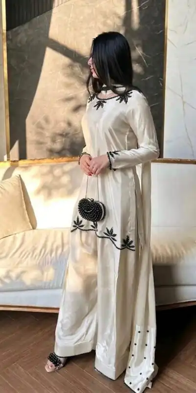 NF 1270 Off White Natural Crep Salwar Suit Brown with Embroidery Work. Exclusive Offer ₹1899. Delivery 4-6 Working Days. Shop now. | Jump Suits, Straight Suits, Casual Suits, Creative suits, Designer Suits, Palazzo Suits, Party Wear Suits, Patiala Suits, Salwar suit