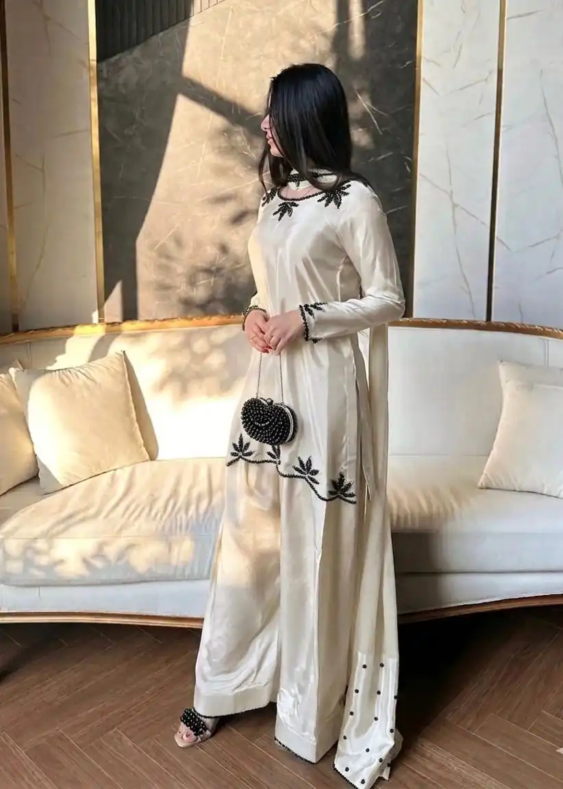 NF 1270 Off White Natural Crep Salwar Suit Brown with Embroidery Work. Exclusive Offer ₹1899. Delivery 4-6 Working Days. Shop now. | Jump Suits, Straight Suits, Casual Suits, Creative suits, Designer Suits, Palazzo Suits, Party Wear Suits, Patiala Suits, Salwar suit