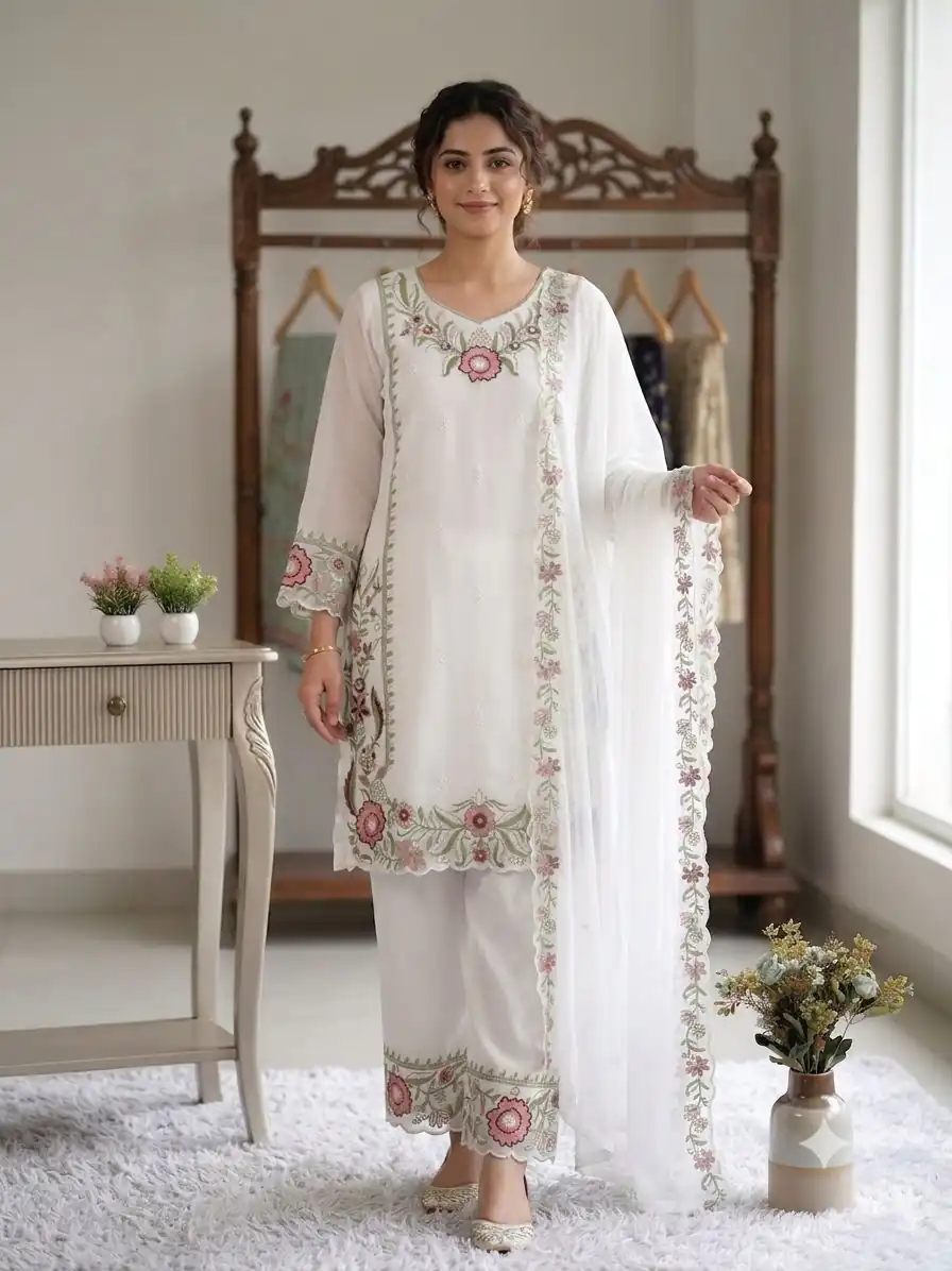 LG 2105 Peach Fox Georgette Salwar Suit With Embroidery Work. Affordable Price ₹2049. Delivery 4-6 Working Days. Shop now. | Jump Suits, Straight Suits, Casual Suits, Creative suits, Designer Suits, Palazzo Suits, Party Wear Suits, Patiala Suits, Salwar suit