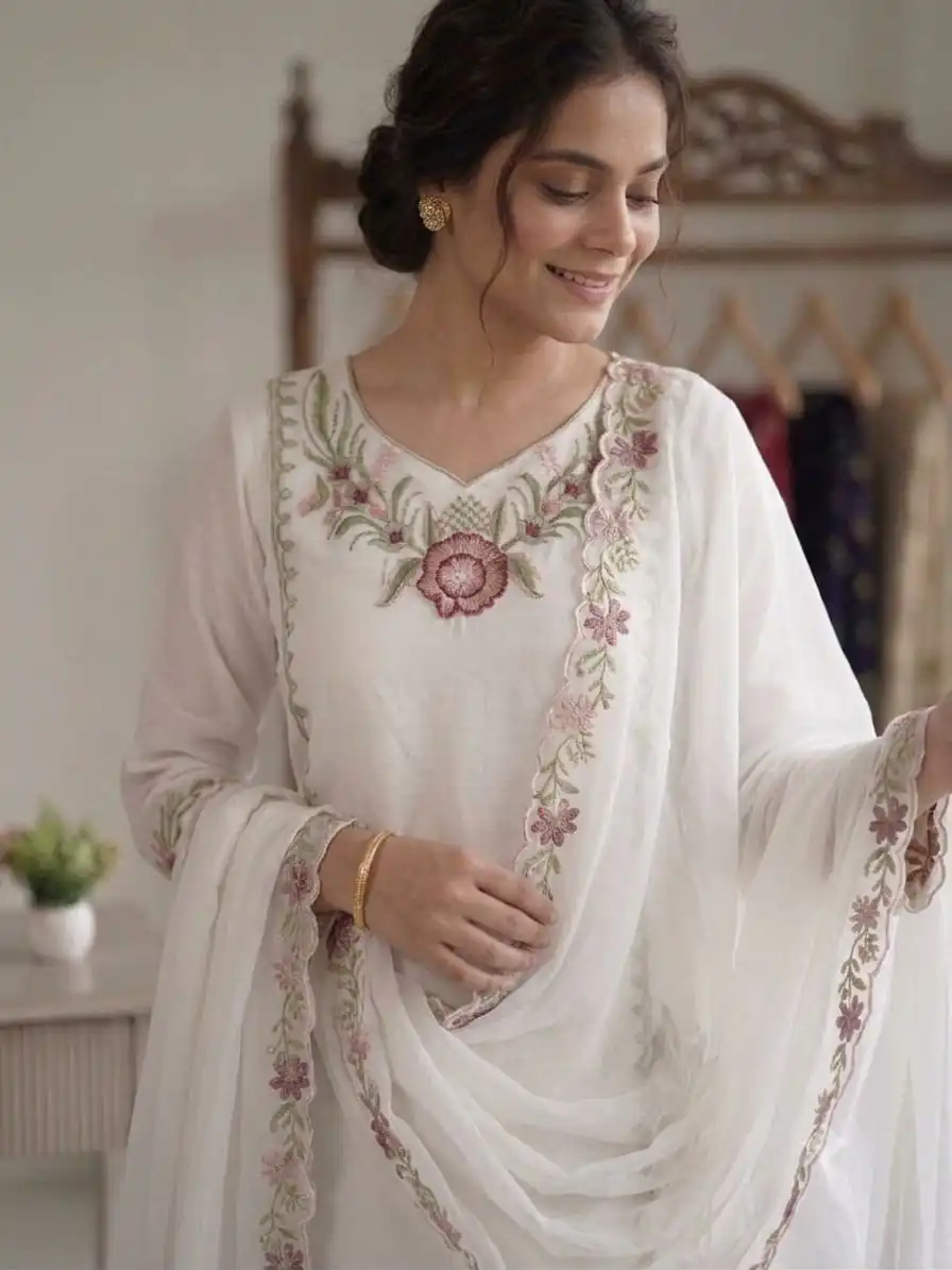 LG 2105 Peach Fox Georgette Salwar Suit With Embroidery Work. Affordable Price ₹2049. Delivery 4-6 Working Days. Shop now. | Jump Suits, Straight Suits, Casual Suits, Creative suits, Designer Suits, Palazzo Suits, Party Wear Suits, Patiala Suits, Salwar suit