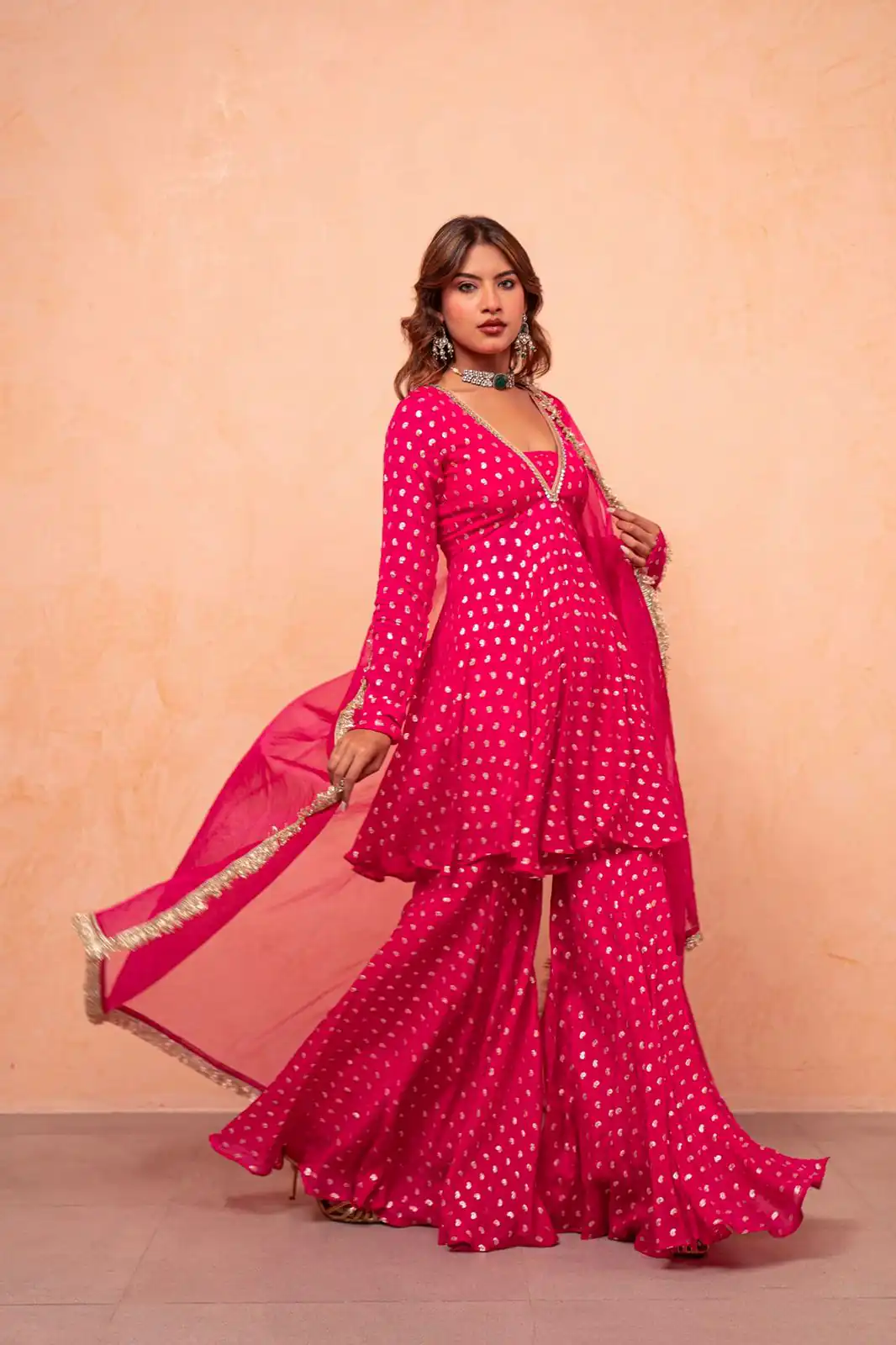 ZSR 3173 Pink Chanderi Jacquard Butti Salwar Suit with Mirror Work & Lace Work. Festive Deal ₹2049. Delivery 4-6 Working Days. Shop now. | Jump Suits, Straight Suits, Casual Suits, Creative suits, Designer Suits, Palazzo Suits, Party Wear Suits, Patiala Suits, Salwar suit
