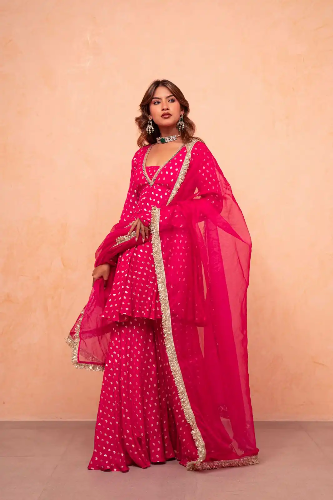 ZSR 3173 Pink Chanderi Jacquard Butti Salwar Suit with Mirror Work & Lace Work. Festive Deal ₹2049. Delivery 4-6 Working Days. Shop now. | Jump Suits, Straight Suits, Casual Suits, Creative suits, Designer Suits, Palazzo Suits, Party Wear Suits, Patiala Suits, Salwar suit