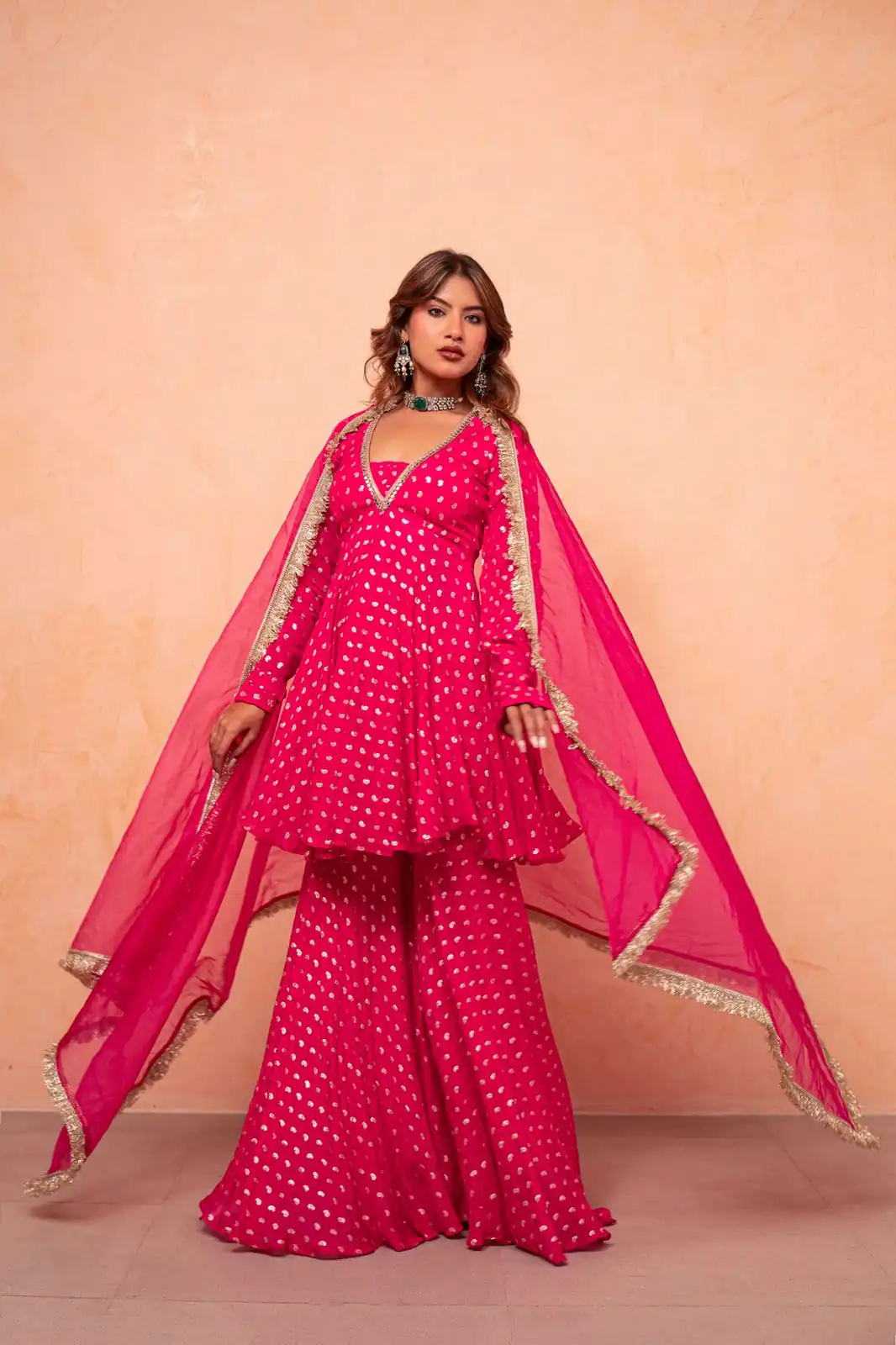 ZSR 3173 Pink Chanderi Jacquard Butti Salwar Suit with Mirror Work & Lace Work. Festive Deal ₹2049. Delivery 4-6 Working Days. Shop now. | Jump Suits, Straight Suits, Casual Suits, Creative suits, Designer Suits, Palazzo Suits, Party Wear Suits, Patiala Suits, Salwar suit