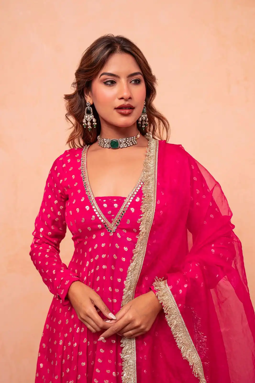 ZSR 3173 Pink Chanderi Jacquard Butti Salwar Suit with Mirror Work & Lace Work. Festive Deal ₹2049. Delivery 4-6 Working Days. Shop now. | Jump Suits, Straight Suits, Casual Suits, Creative suits, Designer Suits, Palazzo Suits, Party Wear Suits, Patiala Suits, Salwar suit