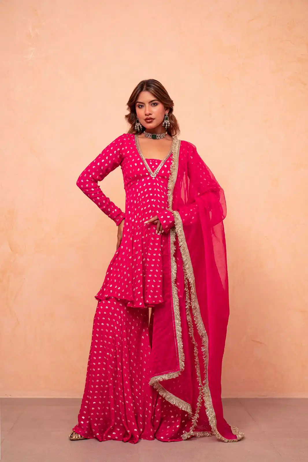 ZSR 3173 Pink Chanderi Jacquard Butti Salwar Suit with Mirror Work & Lace Work. Festive Deal ₹2049. Delivery 4-6 Working Days. Shop now. | Jump Suits, Straight Suits, Casual Suits, Creative suits, Designer Suits, Palazzo Suits, Party Wear Suits, Patiala Suits, Salwar suit