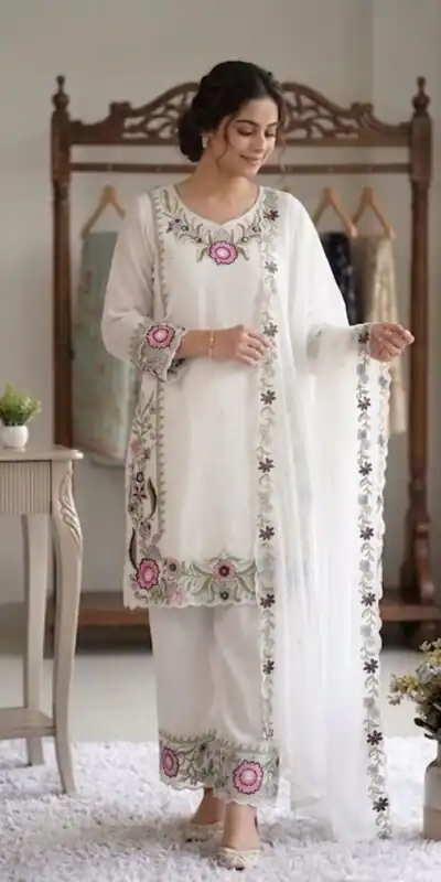 LG 2105 Pink Fox Georgette Salwar Suit With Embroidery Work. Affordable Price ₹2049. Delivery 4-6 Working Days. Shop now. | Jump Suits, Straight Suits, Casual Suits, Creative suits, Designer Suits, Palazzo Suits, Party Wear Suits, Patiala Suits, Salwar suit