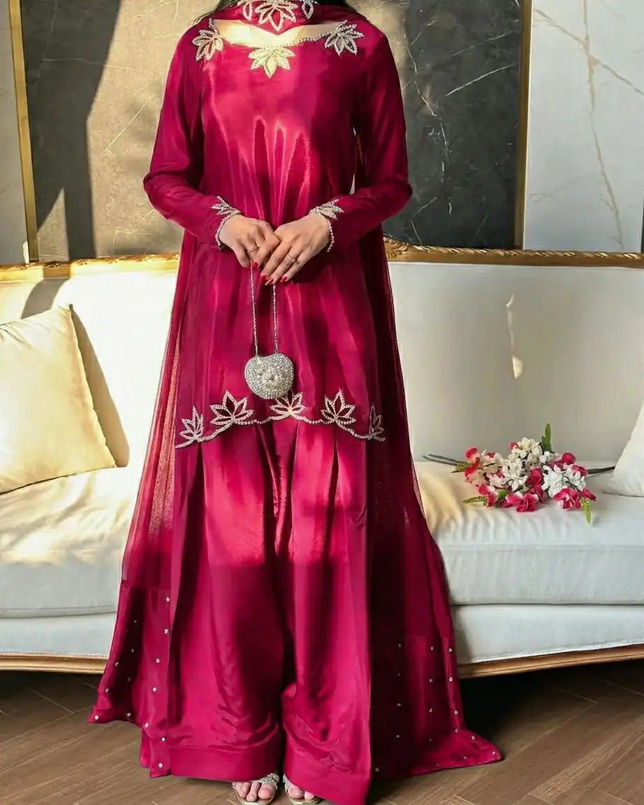 NF 1270 Pink Natural Crep Salwar Suit Brown with Embroidery Work. Exclusive Offer ₹1899. Delivery 4-6 Working Days. Shop now. | Jump Suits, Straight Suits, Casual Suits, Creative suits, Designer Suits, Palazzo Suits, Party Wear Suits, Patiala Suits, Salwar suit
