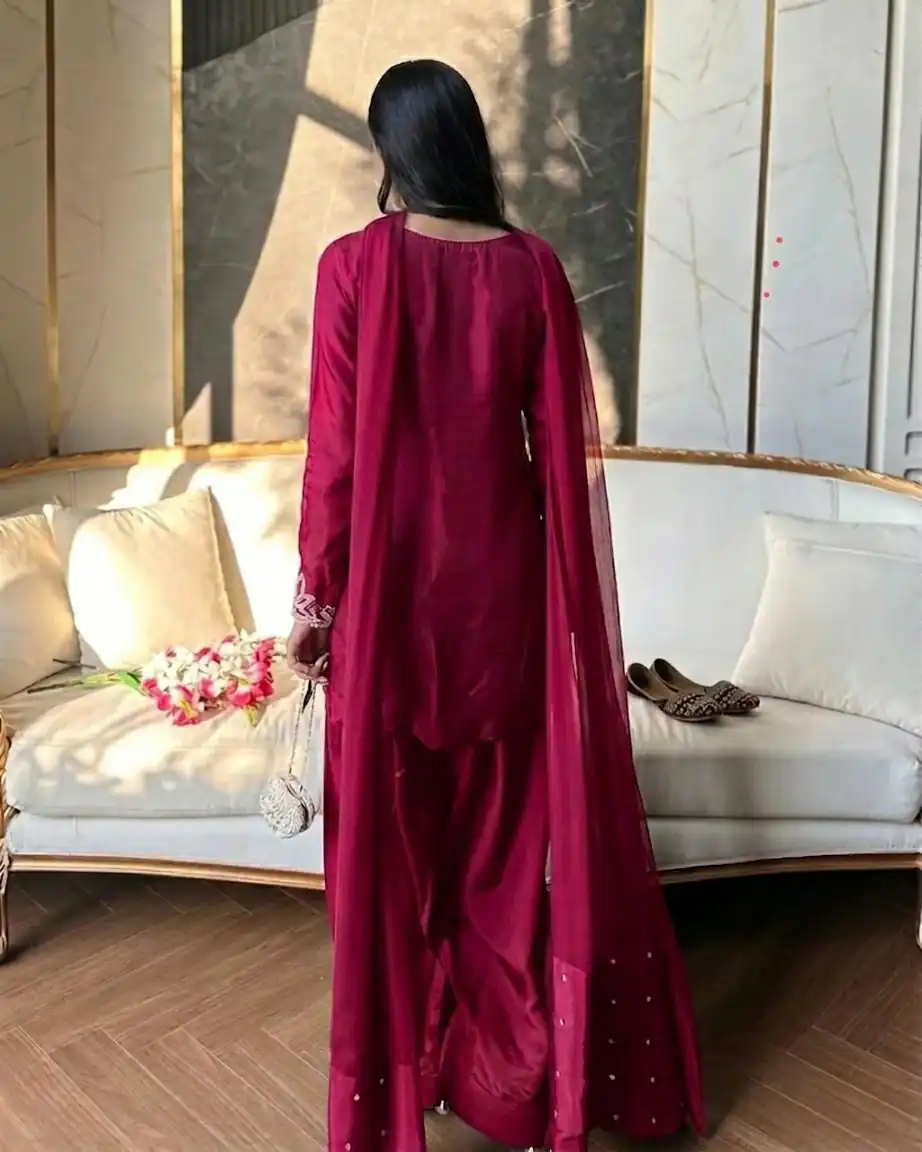 NF 1270 Pink Natural Crep Salwar Suit Brown with Embroidery Work. Exclusive Offer ₹1899. Delivery 4-6 Working Days. Shop now. | Jump Suits, Straight Suits, Casual Suits, Creative suits, Designer Suits, Palazzo Suits, Party Wear Suits, Patiala Suits, Salwar suit