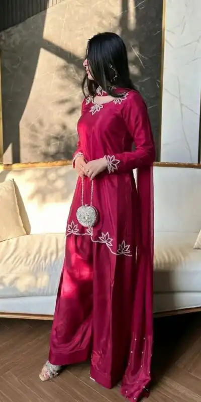 NF 1270 Pink Natural Crep Salwar Suit Brown with Embroidery Work. Exclusive Offer ₹1899. Delivery 4-6 Working Days. Shop now. | Jump Suits, Straight Suits, Casual Suits, Creative suits, Designer Suits, Palazzo Suits, Party Wear Suits, Patiala Suits, Salwar suit
