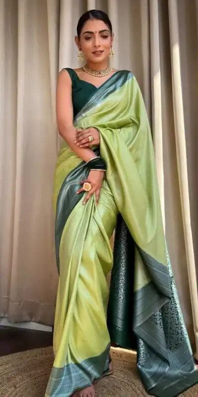 KPR 230 Pista Soft Lichi Silk Saree Perfect for Wedding, Party, Reception, Diwali, Ethnic Day – . Affordable Price ₹1449. Delivery 4-6 Working Days. | Bollywood Sarees, Creative Sarees, Designer Sarees, Embroidered Sarees, Ethnic Saree, Modern Digital sarees, Party Wear Sarees, Sarees